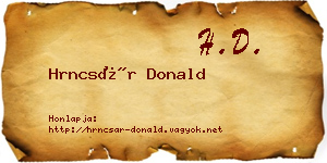 Hrncsár Donald névjegykártya